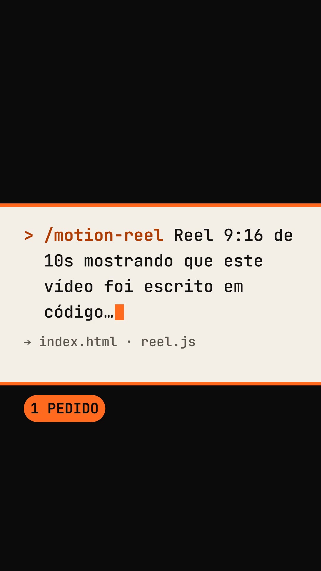 Quadro do vídeo de teste mostrando o pedido /motion-reel